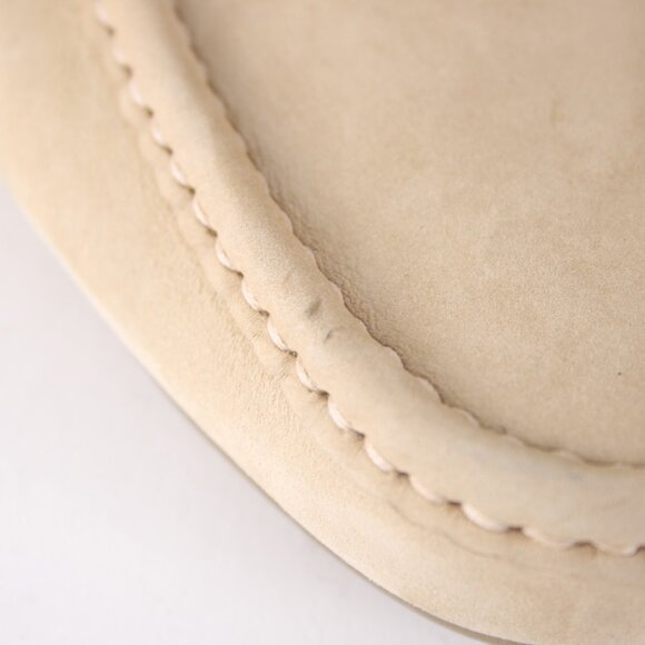 Ferragamo Flats Sz 7 Beige Suede Silver Hardware Driving Moc Leather Loafers - Picture 12 of 12